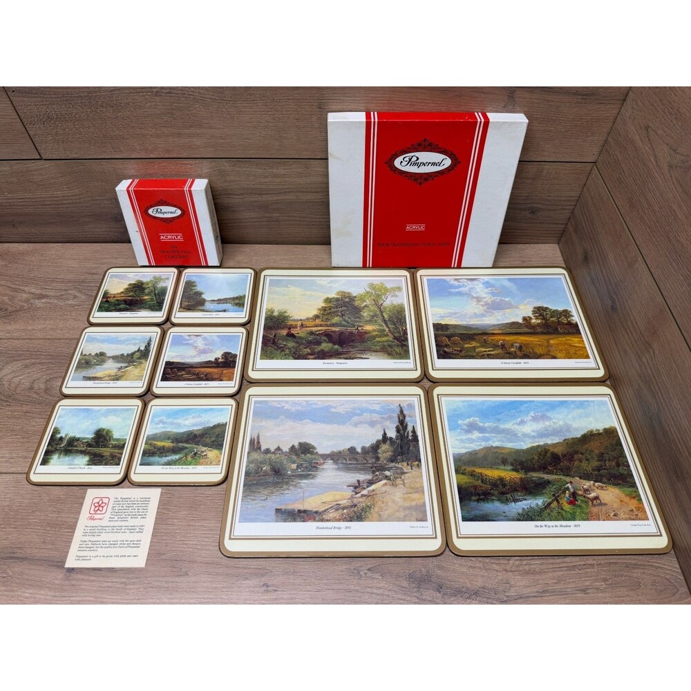 Pimpernel English Countryside Cork Backed Placemat and Coaster Sets - Vintage